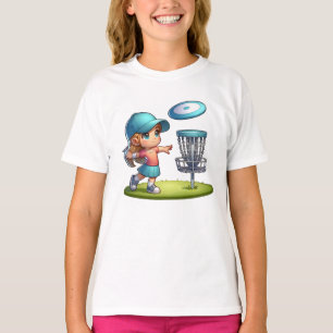 Cute Little Girl Disc Golf Cartoon  T-Shirt