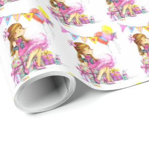 Cute Little Girl Gift Wrapping Paper