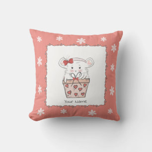 Cute Little Girl Hamster Pink Cushion
