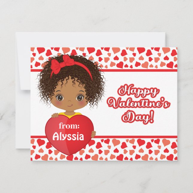 Cute Little Girl Holding St. Valentine Heart Card (Front)