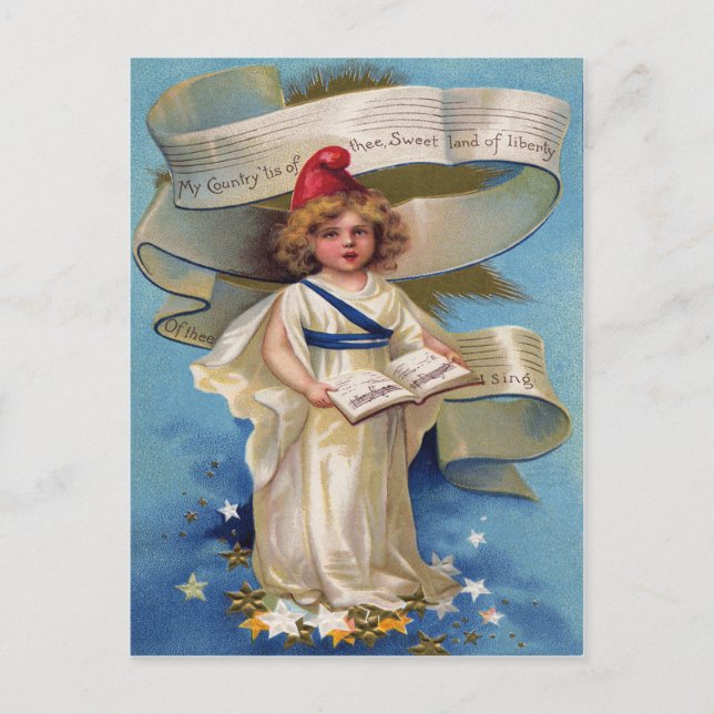 Cute Little Girl Lady Liberty Postcard (Front)