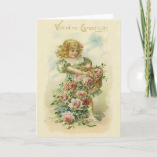 Cute Little Girl Pink Roses Card