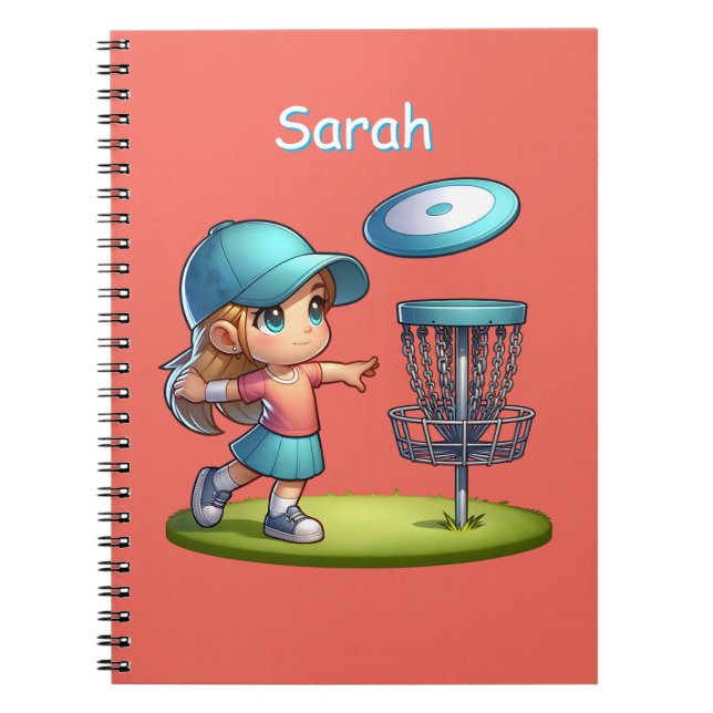 Cute Little Girl Playing Disc Golf Personalised Notebook (Front)