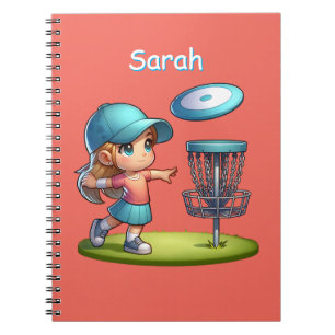 Cute Little Girl Playing Disc Golf Personalized Notebook