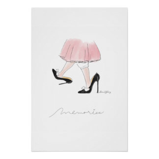 Cute Little Girl Playing in Mom’s High Heels Water Poster