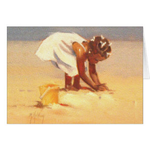Cute little girl playing in sand