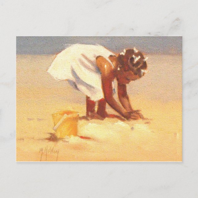 Cute little girl playing in sand postcard (Front)