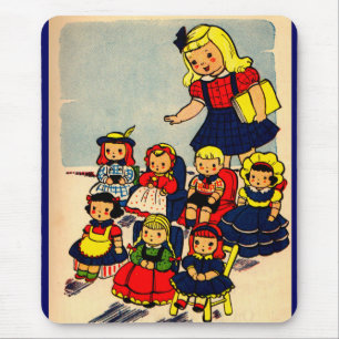 cute little girl playing school with her dolls mouse mat