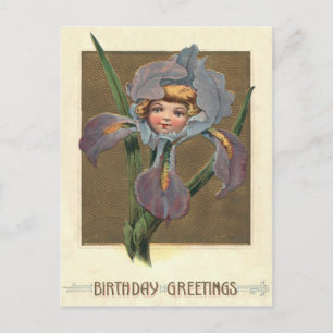 Cute Little Girl Purple Orchid Postcard