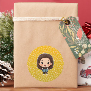 Cute little girl sticker