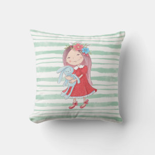 Cute Little Girl Stuffed Rabbit Toy  Cushion