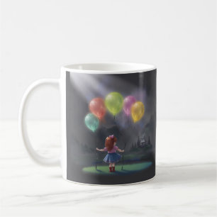 Cute Little Girl with Balloons Coffee Mug
