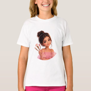 Cute Little Girl with Brushes Illustration Sticker T-Shirt