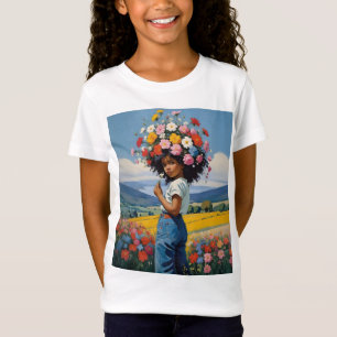 Cute Little Girl With Flowers In Her Hair T-Shirt