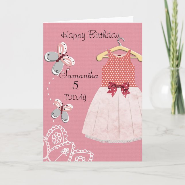 Cute Little Girls Personalised Birthday Card (Front)