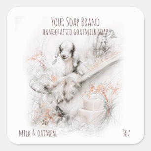 Cute Little Goat in a Bath Handmade Goatmilk Soap Square Sticker