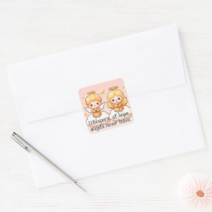 Cute little golden Guardian Angels Square Sticker