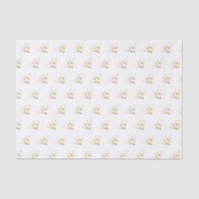 Cute Little Golden Honey Bee Kraft Tissue Paper (Front)