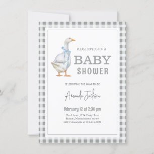 Cute Little Goose Blue Baby shower Invitation