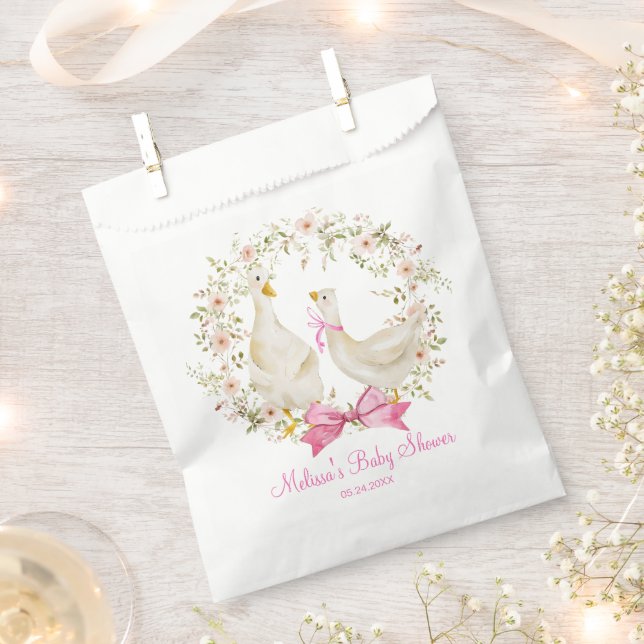 Cute Little Goose Wildflower Baby Shower Favour Bags (Clipped)