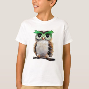 Cute Little Green and Tan Owl T-Shirt