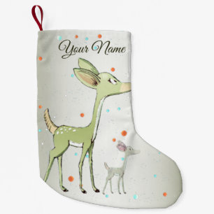 Cute Little Green Deers Winter Holidays  Small Christmas Stocking