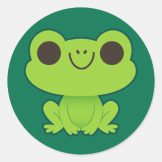 Cute Little Green Frog Classic Round Sticker