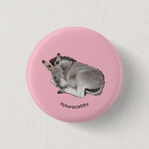 Cute Little Grey Donkey Baby Foal Sleeping 3 Cm Round Badge