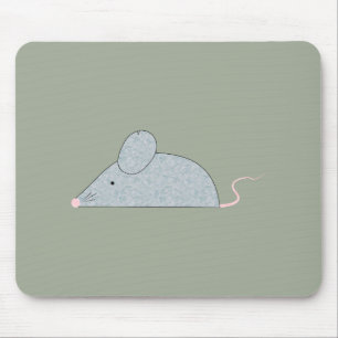 Cute Little Grey Mouse with a pink tail and nose Mat