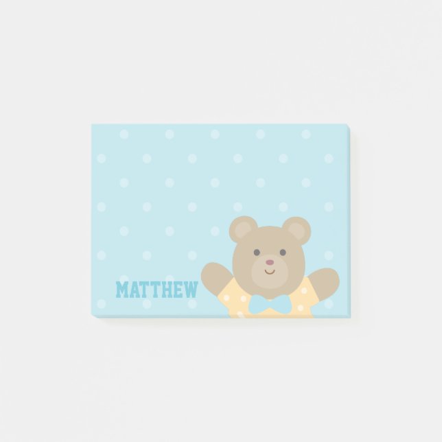 Cute Little Grizzly Bear Cub Kids Post-it Notes (Front)