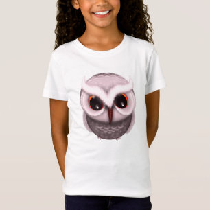 Cute Little Grumpy Owl in Light Pink T-Shirt