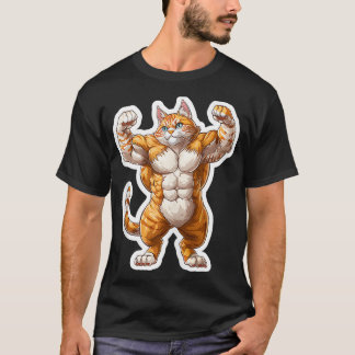 Cute Little Gym Cat Sports Workout Lifting  T-Shirt