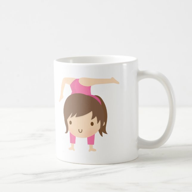 Cute Little Gymnast Girl Gymnastics Pose Coffee Mug (Right)