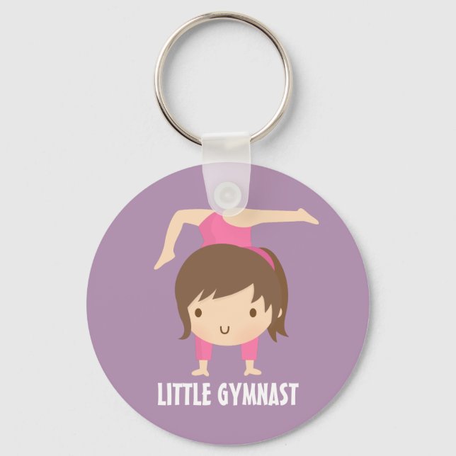 Cute Little Gymnast Girl Gymnastics Pose Key Ring (Front)