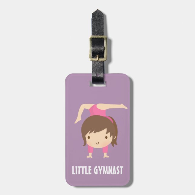 Cute Little Gymnast Girl Gymnastics Pose Luggage Tag (Front Vertical)