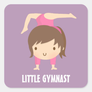 Cute Little Gymnast Girl Gymnastics Pose Square Sticker