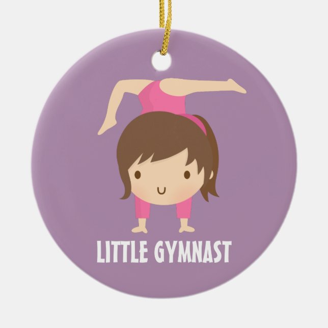 Cute Little Gymnast Girl Gymnastics Room Decor Ceramic Tree Decoration (Front)