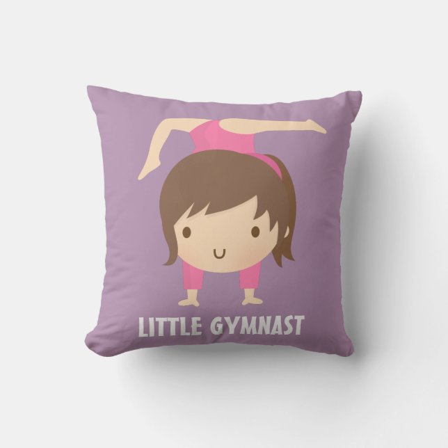 Cute Little Gymnast Girl Gymnastics Room Decor Cushion (Front)