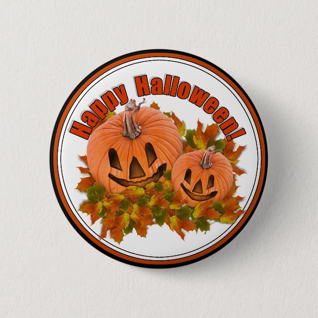 Cute Little Halloween Jack-o-Lanterns 6 Cm Round Badge (Front)