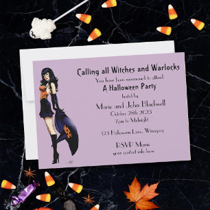 Cute Little Halloween Witch Invitation