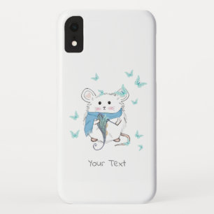 Cute Little Hamster Blue Butterflies Custom iPhone XR Case