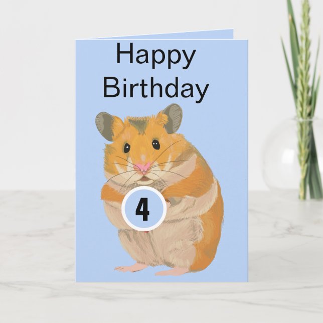 Cute little Hamster Boys Age Card (Front)