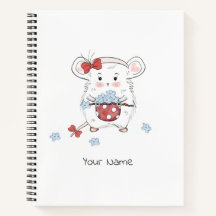 Cute Little Hamster Floral Girly Notebook