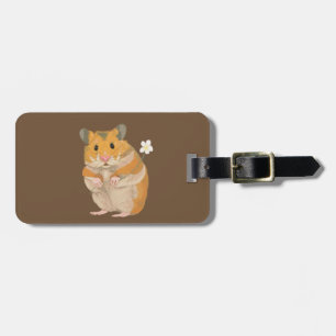 Cute little Hamster holding a flower Luggage Tag