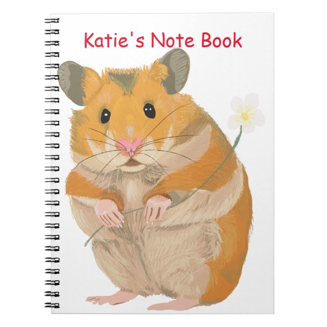 Cute little Hamster holding a flower Notebook (Front)