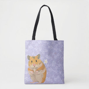 Cute little Hamster holding a flower Tote Bag