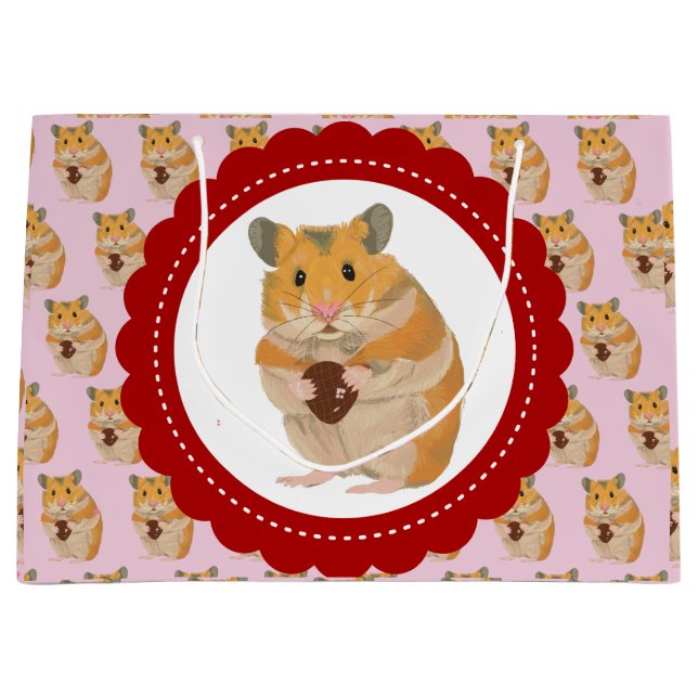 Cute little Hamster holding an Easter Egg Large Gi Large Gift Bag (Front)