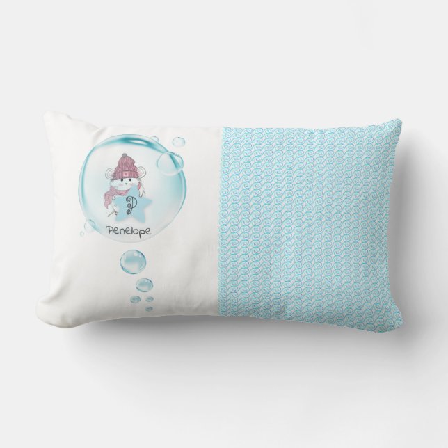 Cute Little Hamster Monogram Name Lumbar Cushion (Front)