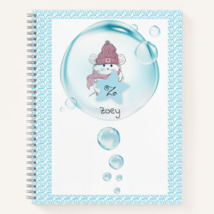 Cute Little Hamster Soap Bubble Name Notebook
