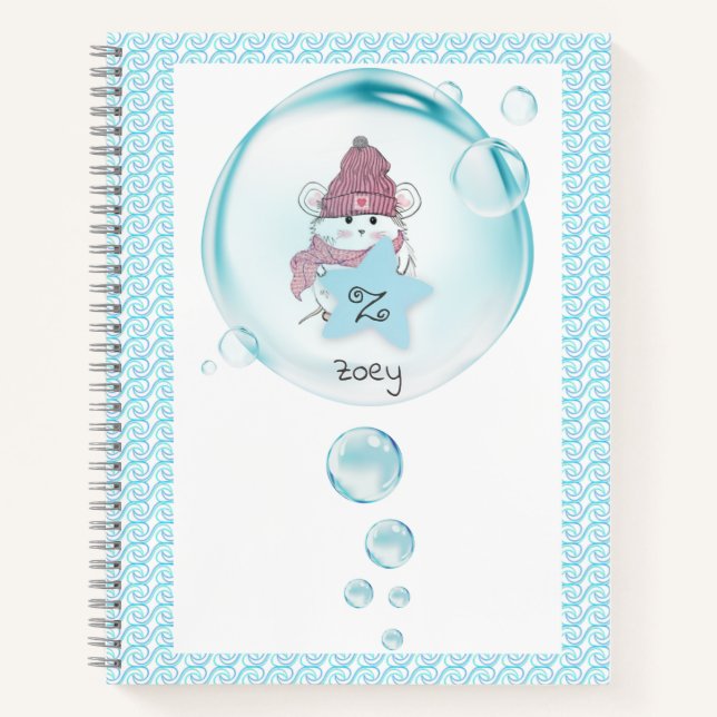 Cute Little Hamster Soap Bubble Name Notebook (Front)